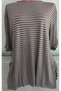 Er Clothing Summer Combed Cotton Blouse Crew Neck Capri Sleeve Beige Striped - 3