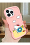 iPhone 13 Pro Compatible Case Camera Protector Pink Silicone Couple Phone Case Kitty Pattern