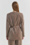 Women's Belted Shiny Satin Detailed Jacket - 5