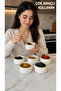 Daisy Series Handmade Ceramic Soufflé Bowl Set of 6 - Ice Cream Snack Bowl - Daisy Patterned with Yellow Edges - Oven & Microwave Compatible - 7
