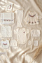 Flora Embroidered 10 Piece Ecru Baby Girl Hospital Discharge Set - 100% Cotton Antiallergic Newborn Set - 3