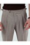 Slim Fit Adjustable Buckle Pleated Linen Blend Pants Brown T20129-03 - 2