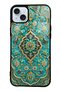 iPhone 15 Plus Turquoise Ottoman Jewel Design Glossy Phone Case