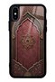 iPhone X Burgundy Glossy Phone Case with Ottoman Emblem Design