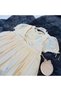 Girl's Lace Detailed Dress & Blouse Set & Embroidered Headband - 100% Cotton - Beige - 3