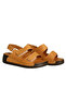 Tan Leather Wedge Heel Women's Sandals - 2
