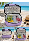 Mesh Beach Bag with Thermal Compartment, Large Size Sea and Picnic Bag with Cooler Compartment, Pink - 4