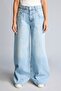 100% Cotton Wide Leg High Waist Jean Pants - Light Indigo - 3