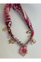 Women's Patterned Scarf Necklace with Floral Detail, Stylish Neck Accessory (55 cm) - 4