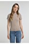 Slim Fit Women's Beige T-Shirt