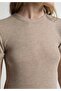 Slim Fit Women's Beige T-Shirt - 4