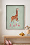 Pink Roller Skate Giraffe Kids Wall Art | Portrait Framed Canvas Print | Luxury Modern Decor for Kids Room