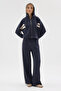 Women's Smoked Color Garni Detailed Hooded Zippered Modal Fabric Tracksuit Set - 4