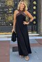 Women's Front Cross Detailed Two-Color Long Viscose Dress - 3