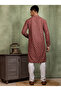 Mens Maroon Embellished Cotton Kurta Set - 3