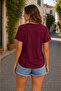 Women's Contrast Stripe Detailed V-Neck Wrinkled Stylish Blouse - 2