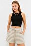 Women's Raw Linen Striped Shorts
