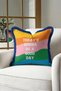 Colorful Lettered Good Day Fringed Pillowcase - Energetic Pop Art Blue Navy Blue Tassel Throw Pillow Cover - 5