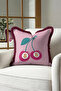 Cherry-Themed Stylish Pop Art Fringed Pillowcase - Retro Fruit Pink Burgundy Tassel Throw Pillow Cover - 6