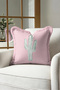 Boho Cactus Desert Elegant Fringed Pillowcase - Exotic Botanical Green Pink Tassel Throw Pillow Cover - 7