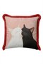 Cute Cat Figured Romantic Fringed Pillowcase-Animal Bohemian Powder Burgundy Tassel Throw Pillow Cover - 6