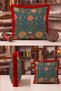 Floral Patterned Vintage Floral Fringed Pillowcase-Botanical Boho Petrol Burgundy Tassel Throw Pillow Cover