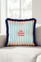 Retro Striped Les Beaux Marine Fringe Pillowcase - Coastal Coral Navy Tassel Throw Pillow Cover - 2