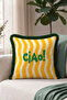 Striped Wavy Design Fringe Pillowcase-Retro Tropical Boho Green Gray Tassel Throw Pillow Cover - 2