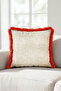 Motif Damask Fringed Pillowcase - Elegant Oriental Classic Mink Burgundy Tassel Throw Pillow Cover - 4