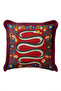 Exotic Snake Floral Bohemian Fringe Pillowcase - Folk Botanical Ethnic Maroon Tassel Throw Pillow Cover - 5