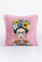 Women's Portrait Floral Artistic Fringed Pillowcase - Ethnic Figure Pink Cream Tassel Throw Pillow Cover - 4