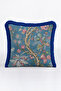 Exotic Flower Garden Fringe Pillowcase-Botanical Bohemian with Birds Pink Navy Blue Tassel Throw Pillow Cover - 5