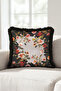 Floral Spring Design Fringed Pillowcase - Botanical Powder Black Tassel Throw Pillow Cover