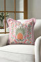 Floral Tropical Palm Pattern Fringe Pillowcase - Botanical Green Pink Tassel Throw Pillow Cover - 2