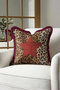 Leopard Design Star Figured Fringed Pillowcase - Ethnic Beige Coffee Burgundy Tasseled Throw Pillow Cover - 4