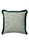 Exotic Tropical Forest Motif Fringed Pillowcase - Elegant Botanical Gray Black Tassel Throw Pillow Cover - 4