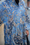 Women's Floral Patterned Half Button Detail Spacious Dress Blue - 5
