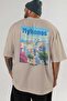 Mykonos Greece Beige Oversize Country City Back Printed Unisex T-Shirt 100% Cotton Premium - 5