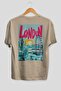 London England 3 Beige Oversize Country City Back Printed Unisex T-Shirt 100% Cotton Premium