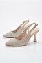 133-440 Stone Embellished 7 cm Heel Height Open Back Women's Shoes - 7