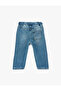 Drawstring Waist Pocketed Processing Detailed P Cotton U D Denim Trousers - 4
