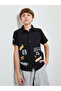 Teen Boys Black Graffiti Print Collared Shirt