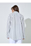 White Longline Striped Button-Up Shirt - 5