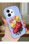 Oppo Reno 14F Compatible Case Camera Protector Blue Silicone Couple Phone Case Floral Pattern