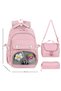 Transparent Luxury Primary-Secondary School Twill 3-Piece Set Bag with Toys, Thermal Lunch Bag and Pen Holder