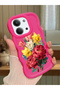 Redmi 15C 5g Compatible Case Camera Protector Red Silicone Couple Phone Case Floral Pattern