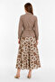 Shirt Collar Belted Patterned Transitional Brown Suit 1954 - 3