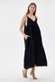 Black Italian 100% Linen Long Linen Dress with Tassels and Adjustable Shoulder Straps Size 40 - 46 - 4