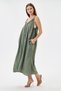 Khaki Italian 100% Linen Long Linen Dress with Tassels and Adjustable Shoulder Straps, Sizes 40 - 46 - 2