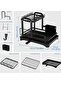 Dish Drying Rack, Multifunctional Dish Rack, Rustproof Kitchen Dish Drying Rack with Drainboard, Space-Saving 2-Tier Dish Drying Rack with a Large Capacity for Kitchen Counter Black - 6